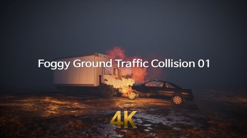 Colisión de tráfico en tierra brumosa 4K 01