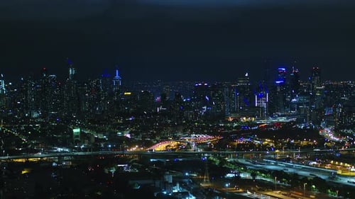 Night Drone City Shot