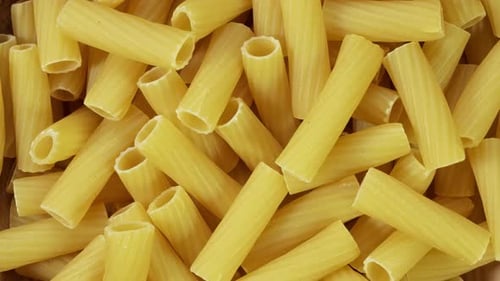 Close Up of Uncooked Rigatoni Pasta