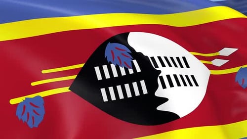 National Flag of Eswatini Waving in Wind