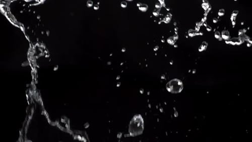 Water Droplets in Motion on a Black Background