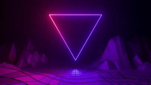 Neon Glowing Triangle Way