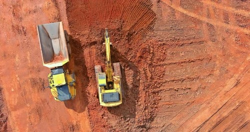 Preparing Place to Construction Residential House of Excavator Truck are Loading Soil a Dump Truck