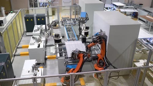 Manufacturing Line Robots Is Working