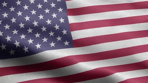 Waving American Flag with Realistic Fabric Texture