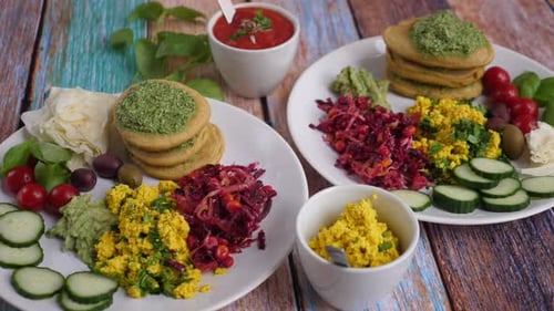 Vegan Plates Full of Colorful Healthy Foods