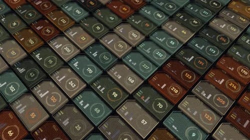 Celdas de colores con números en la computadora
