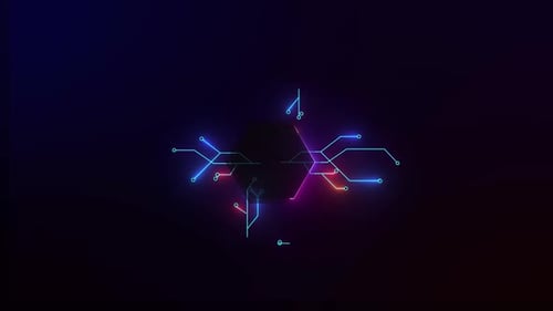 Animated Neon Circuit Board Data Connections Logo Reveal