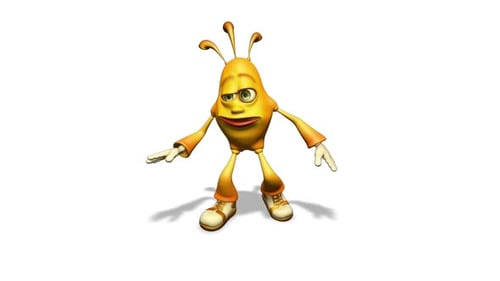3D Yellow Alien Character Gesturing and Talking Animation