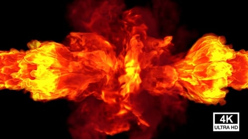 Kollision zweier Feuerströme mit Rauch und Dissipate V2 4K