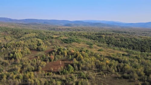 Aerial View Idyllic Great Panorama on Hillside Mountains Rural Scenery of Wonderful Landscape