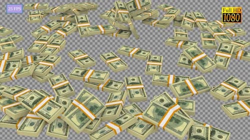 Raining 3D Hundred Dollar Bills Falling Loop