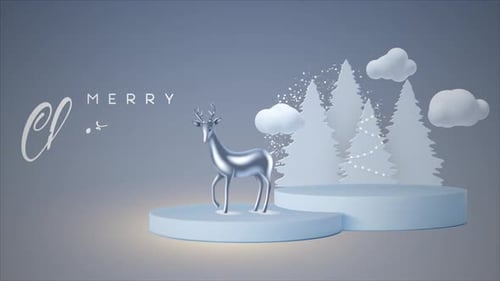 Merry Christmas Reindeer and Trees Festive Greeting Animation