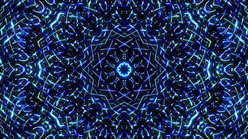 Abstract Blue Light Kaleidoscope Pattern Motion Background