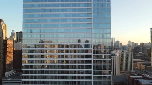 Chicago Cityscape at Sunset Aerial View