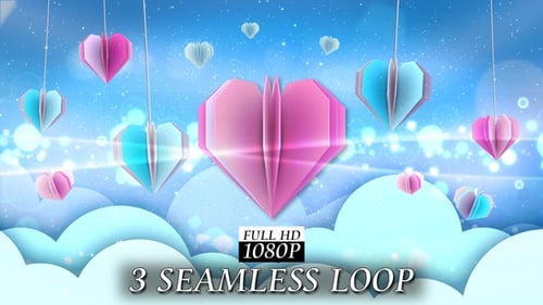 Soft Pastel Origami Hearts Romantic Background Animation