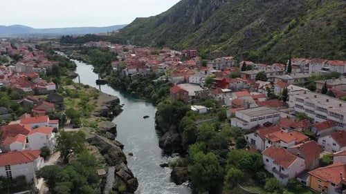 Neretva River in Mostar, Aerial View