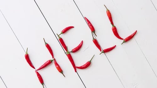 Red Chili Peppers Spell Out the Word Hell