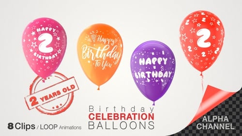 Animated Birthday Balloons with Alpha Channel