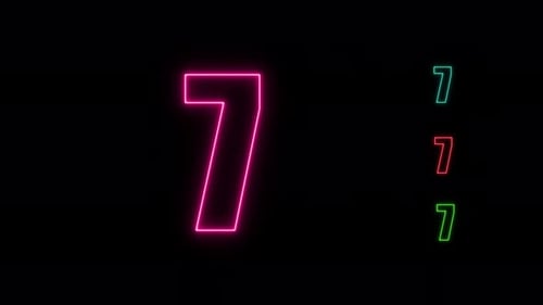 Bright Neon Outline Countdown Numbers Animation Pack