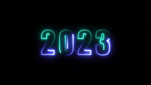 2023 New Year Neon Glowing Numbers Title Animation