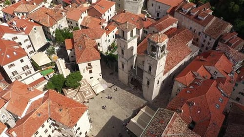 Kotor Old Town in Montenegro, Aerial View