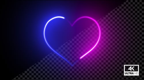 Glowing Neon Heart Outline Animation