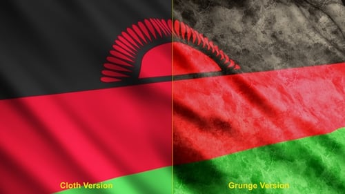 Malawi Flag Waving Loop with Clean and Grunge Styles