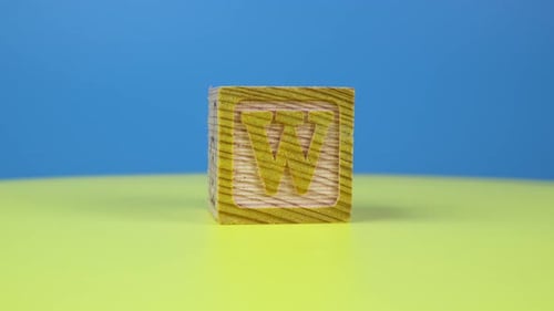 Close up shot letter "W" alphabet wooden block