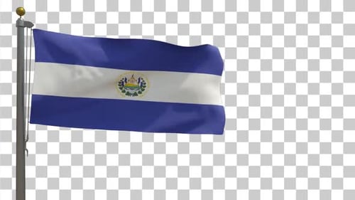 El Salvador National Flag Waving Loop with Alpha Channel