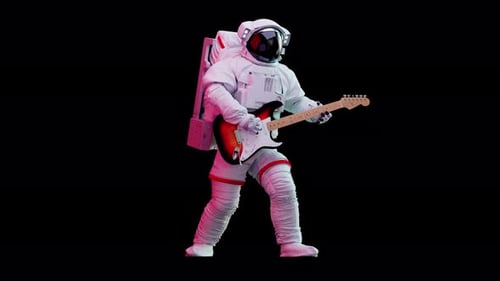 Astronaut Playing Electric Guitar Animation for Space Music Concepts