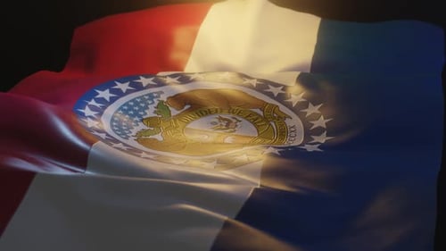 Missouri State Flag Waving with Realistic Light and Shadow