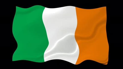 Realistic Seamless Loop Waving Irish Flag Animation