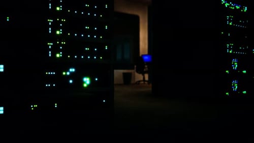 Clean Industrial Interior of a Data Server Room with Servers
