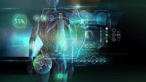 Das Alien studiert den Datensatz über den Mann 4K