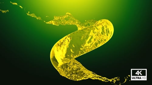 Dynamic Yellow Fluid Swirl on Transparent Background