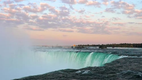 Stunning Niagara Falls Waterfall and Colorful Sky at Dawn