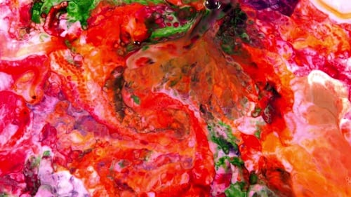 Swirling Red Orange Green and Purple Abstract