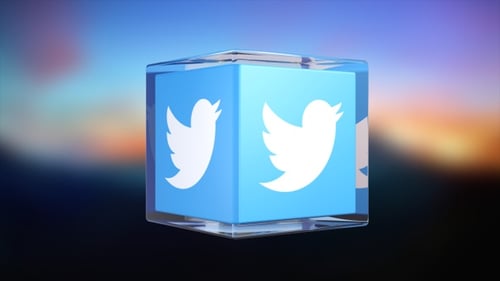 3D Rotating Twitter Logo Cube for Social Media