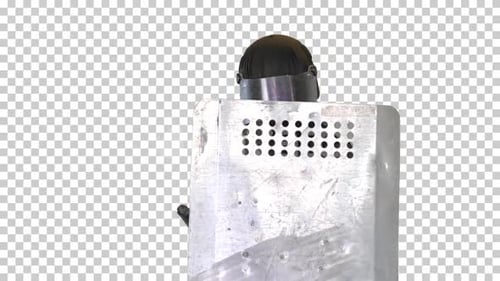 Soldier in full uniform covering with, Alpha Channel