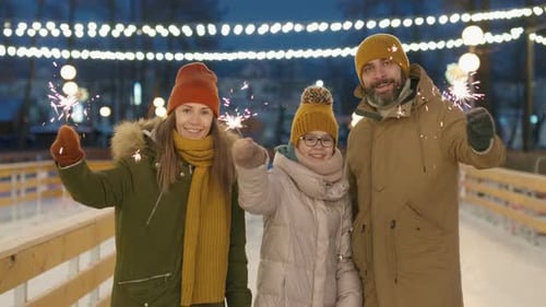 Family Fun at the Ice Rink with Sparklers