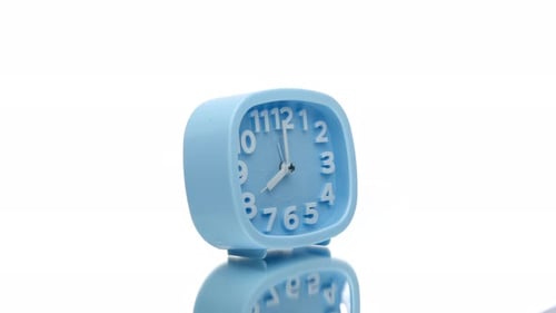 Blue Square Alarm Clock on White Background