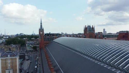 Low Flight Above Roof of St Pancras Train Station in Camden Borough