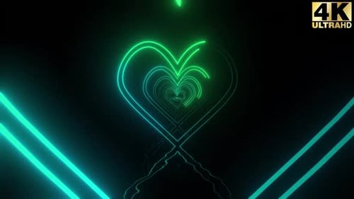 Abstract Neon Heart Tunnel Infinite Loop Animation
