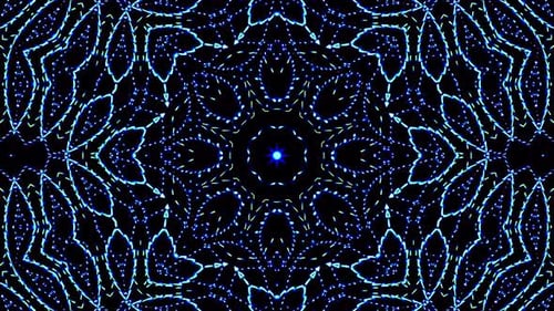 Seamless Blue Glowing Kaleidoscope Abstract Loop