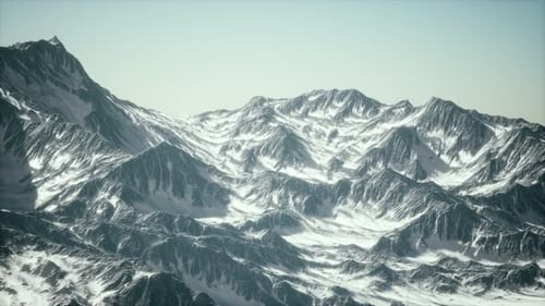 Aerial View of the Alps Mountains in Snow