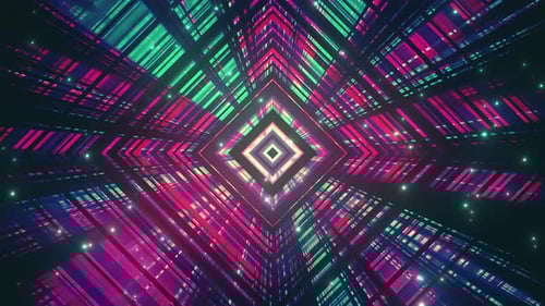 Glowing Neon Geometric Tunnel Loop Background