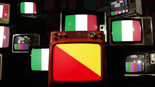 Retro TVs with Static and Color Bars