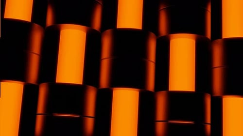 Abstract Glowing Orange Cylinders Seamless Loop Background