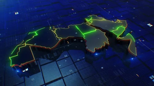 Futuristic Digital 3D Map of MENA Region